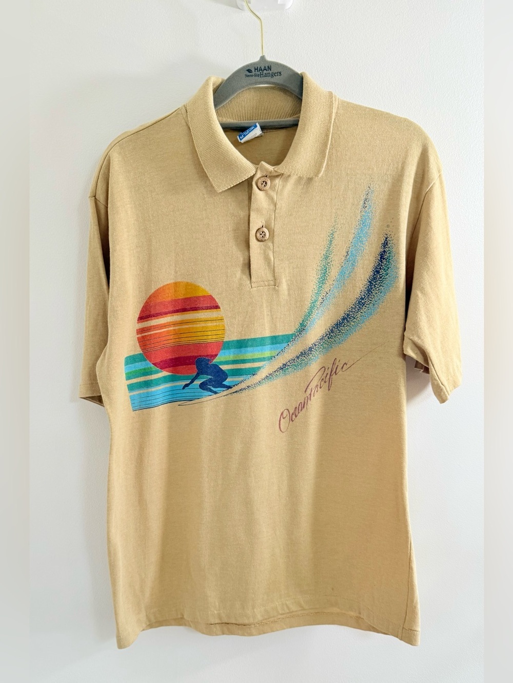 🌊 Vintage OP Ocean Pacific Polo Shirt with Amazing Retro Graphics